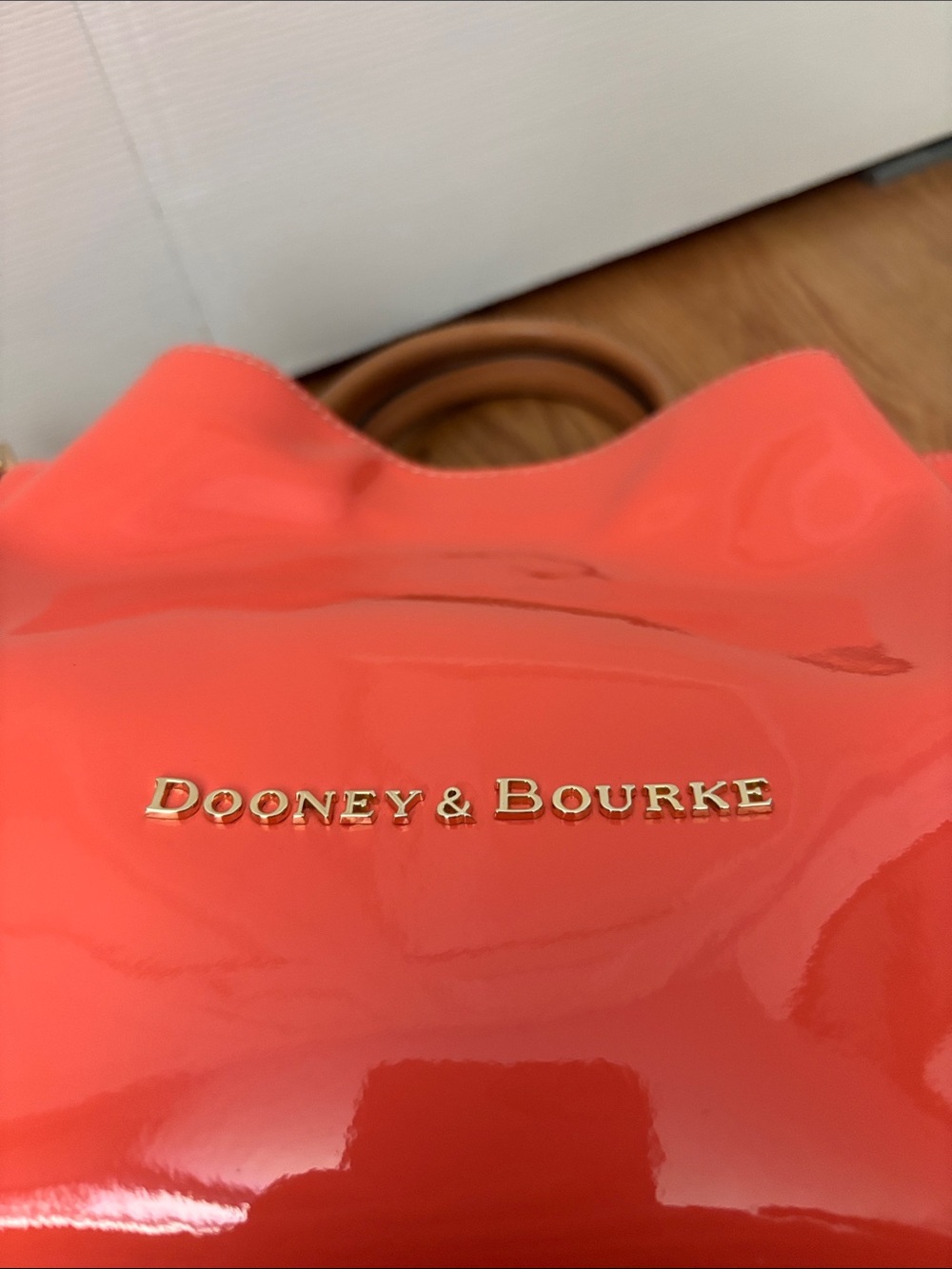 NEW! Dooney & Burke Orange Patent Leather Large City Barlow Bag Limited Edition. - Picture 5 of 14